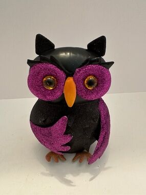 Halloween Metal Glittery Owl Tealight Holder